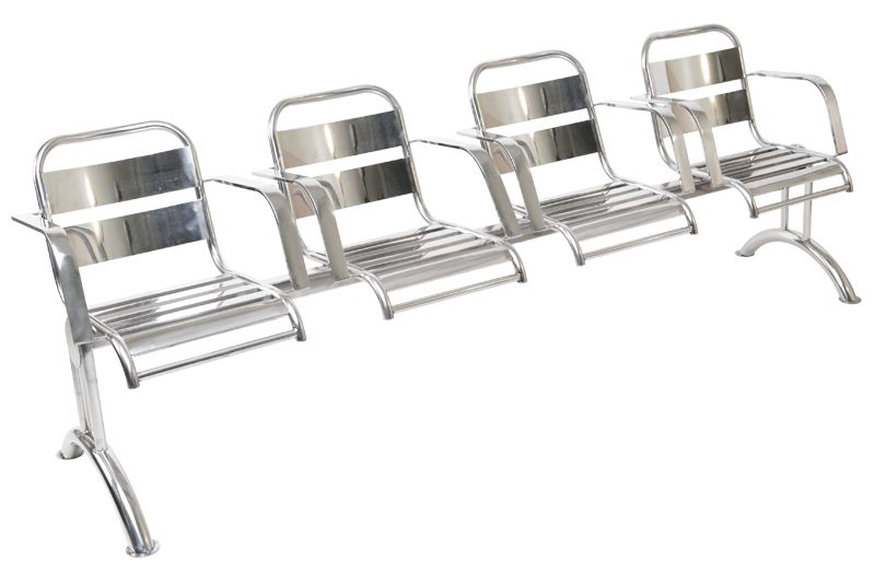 Stainless Steel Row Chair with Armrest 4 seat ST225/4